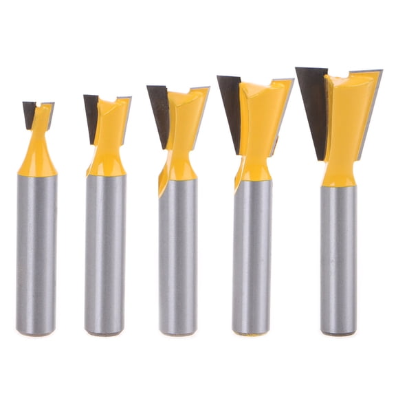 JROCHE 5pcs/set 8mm Shank 14 Degree Grade Industrial Rod Dovetail Router Bit Swallow Ta
