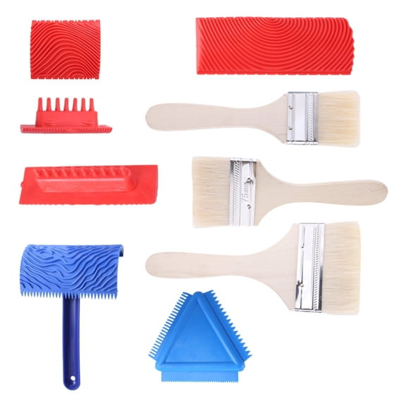 JROCHE 9Pcs Graining Tool Graining Tool Rubber Pattern Graining Knurling