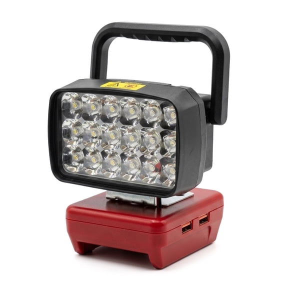 JROCHE Battery Powered LED Work Light Bar With Double USB Port For MWQ 18V 48-11-1835 Batteries for Camping Mobile Charging