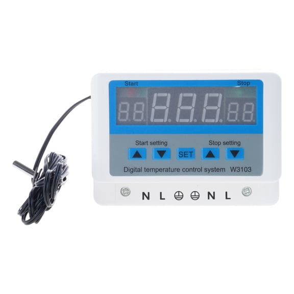 JROCHE Digital Thermostat Temperature Controller Switch AC 220V Max 6600W 30A Temperature Control Range -19~99 Durable