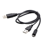 JROCHE Double USB A Male To Mini B 5Pin Y Splitter Cable For External Hard Drive DVDs BluRay 50cm Highly Speed Data Transfer