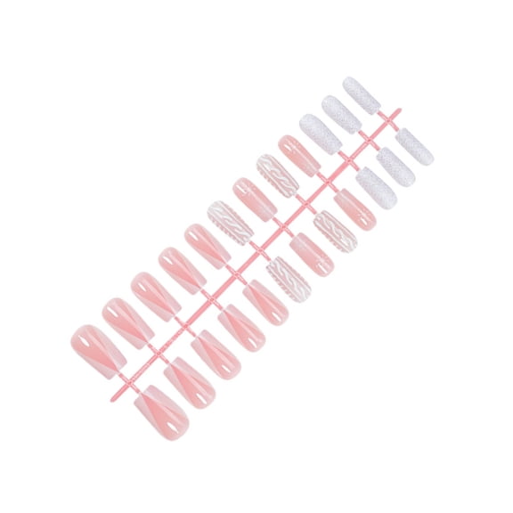 JROCHE Fashionable Acrylic Christmas Nail Set Press on Nail Sweater Texture And Snowflake Designs Nail Art For Parties 24Pcs