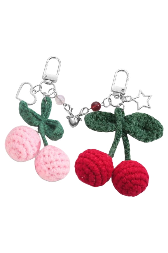 JROCHE Fashionable Hand Crocheted Cherry Themed Key Fob With Secure Magnetic Snap