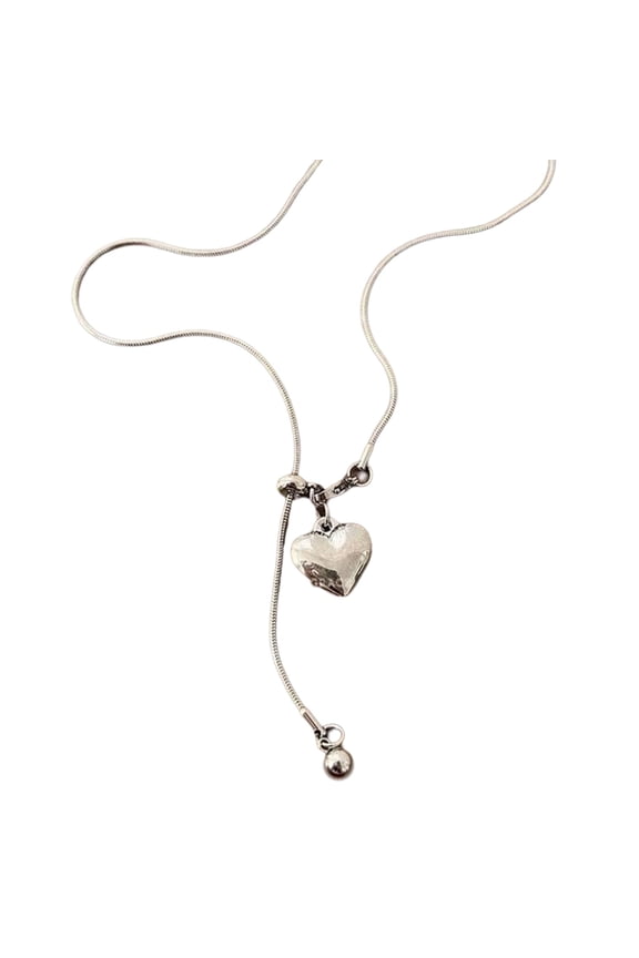 JROCHE Heart Charm Necklace Stainless Steel Texture Neck Jewelry for Expressing Love