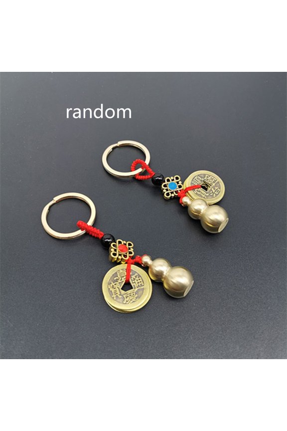 JROCHE Lucky for Key Chain with Prosperity Success Solid Brass Keychain Fortune Chinese Feng Shui Keyring for Uni