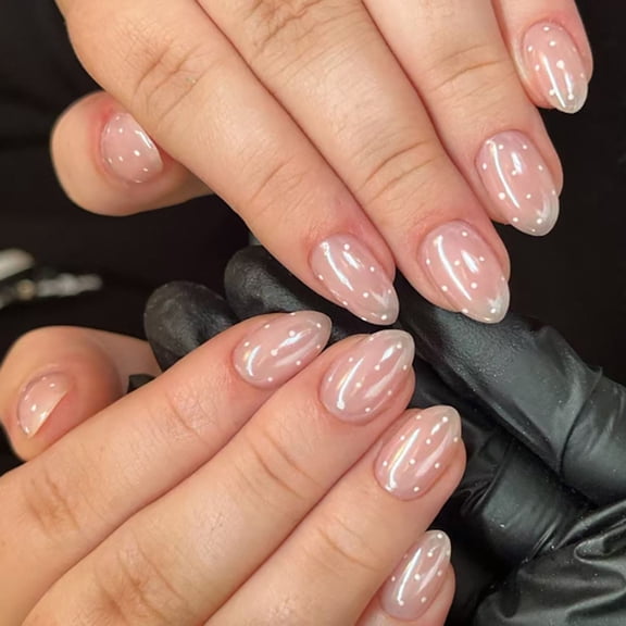 JROCHE Matte White False Nail With Raised Dots Pattern Chip Resistant Artificial Nail