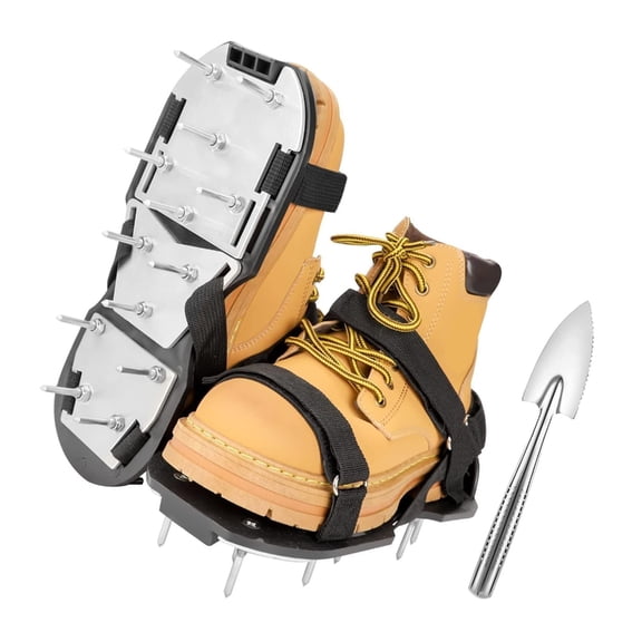 JROCHE Professional Lawn Aerator Shoes Soil Loosening Footwear Includes Metal Shovel For Yard Health And Weeding Removal