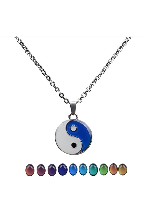 JROCHE Retro Style Taichi Design Colour Changing Mood Necklace Feeling Choker Mens