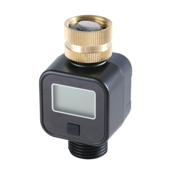 JROCHE Water Flow Meter with Brass Inlet 3/4'' Thread Flowmeter IP55 Waterproof Measure Gallon/Liter Consumption and Flow Rate