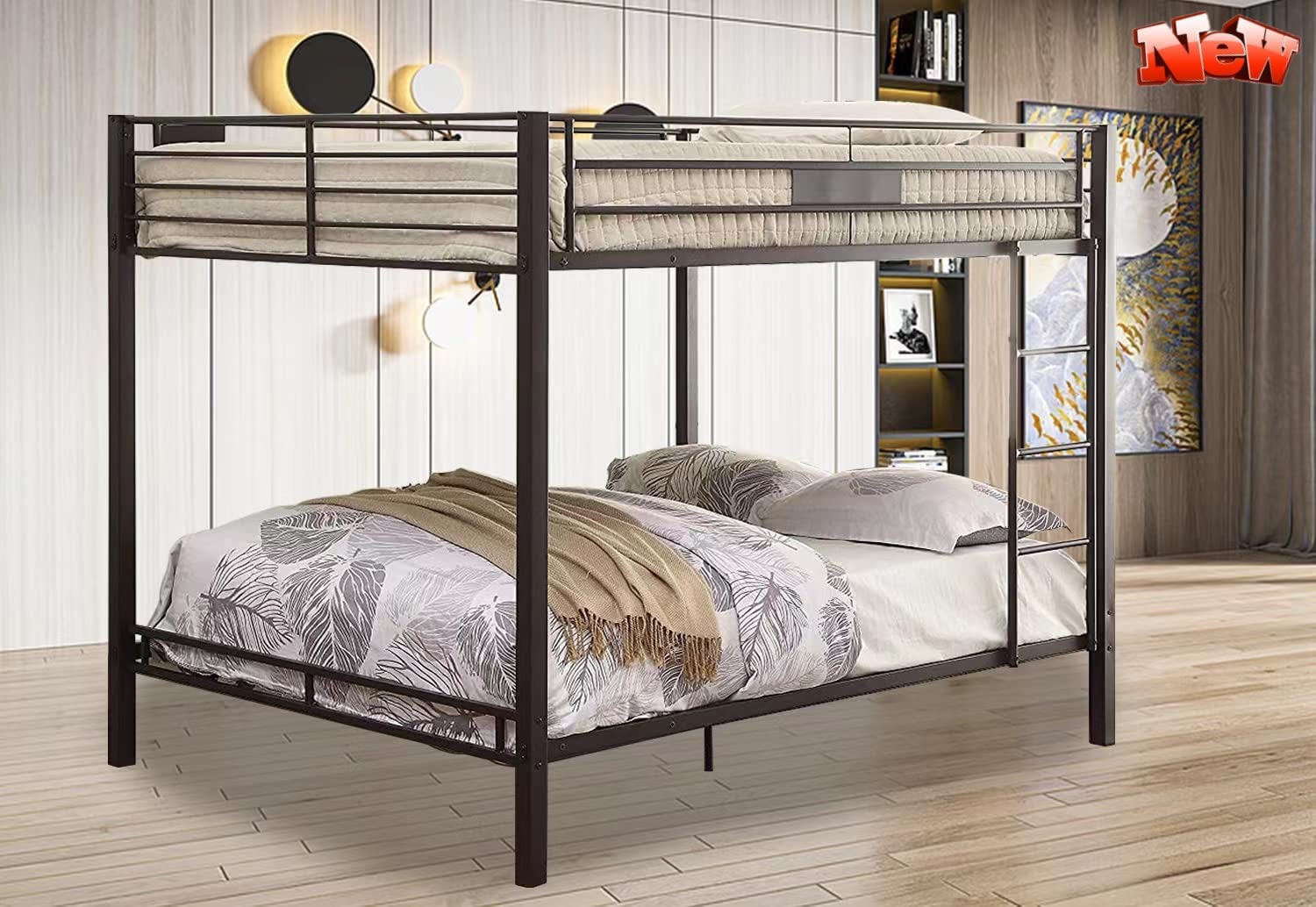 JROMZ Stronger and Safer Metal Queen Bunk Bed with Safer Ladder Thicken