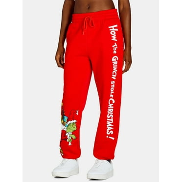 Dr. Seuss Women’s The Grinch Graphic Jogger Pants, 28” Inseam, Sizes XXS-XXL