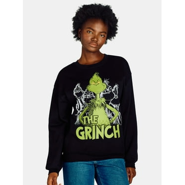 Dr. Seuss Women’s Grinch Front and Back Graphic Sweatshirt, Sizes XXS-XXL