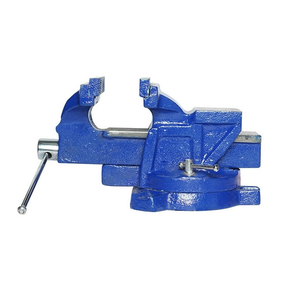 JRSDRIVE 6-Inch Bench Iron Vice Heavy Duty Steel Bench Vise with Swivel Base Professional Germany Iron Design Durable Blue Finish for Workshop Use E-2014