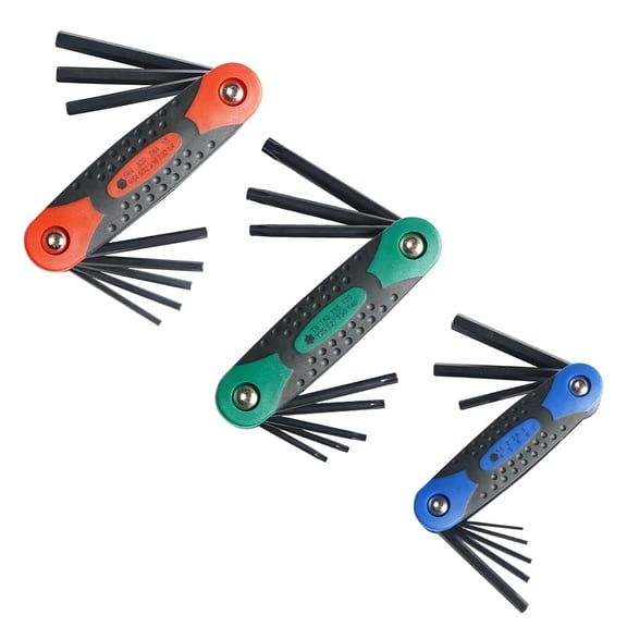 JRSDRIVE Hex key set, Folding, 25 Peice, SAE, Metric and Torx, CRV, Black Finish