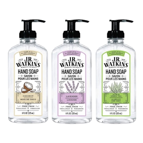 JRW, Hand Soap For Bathroom or Kitchen, Cruelty Free, 1 Pack Lemon, 1 Pack Coconut, 1 Pack Lavender, 11 Oz