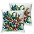 thumbnail image 1 of JRXY 2-Piece Short Plush Pillowcase Set - Plant, Tropical Leaves and Monstera with Abstract Color Scheme Hawaiian Floral Elements White, 1 of 6