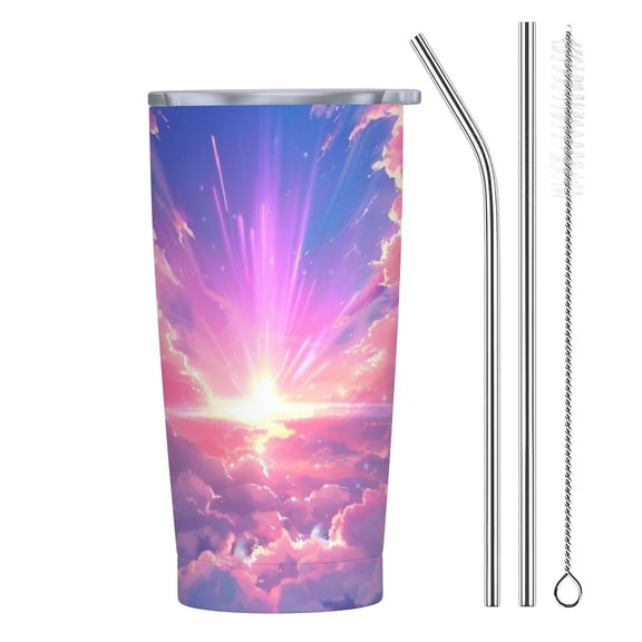 JRXY 20oz Car Straw Cup (with Straw) Kawaii Clouds Pink Purple 20oz