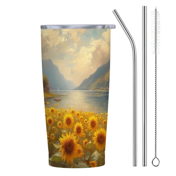 JRXY 20oz Car Straw Cup (with Straw) Sunflower Field 20oz