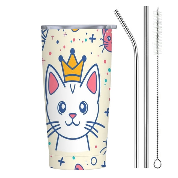 JRXY 20oz Car Tumbler with Straw Cute Colorful Cats 20oz