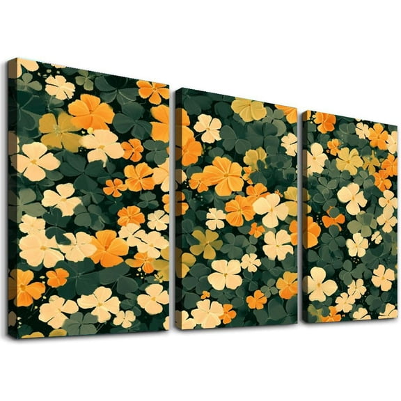 JRXY 60s 70s Hippie Flowers Art Wall Decor Oil Painting 12x16in x3 12x16x3pcs