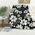 thumbnail image 1 of JRXY 70s Groovy Hippie Flower Bed Blanket Wild Black White Plant Blanket Blooming Floral Boho Modern Style Blanket for Room Decor Couch Chairs Throw White, 1 of 6