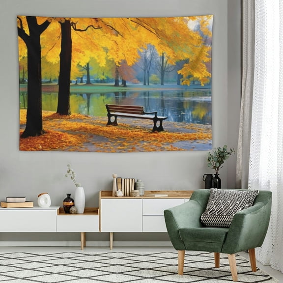 JRXY 9x6ft Autumn Forest Fall Thanksgiving Photography Backdrop Yellow Fallen Leaves Park Garden Background Picnic Travel Banner 60x40in