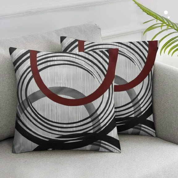JRXY Abstract Circles Pillow Covers Red Black White Geometric Modern Pattern Pillow Cases for Kids Teens Adults Simple Cool Style Soft Cushion Covers for Office Couch Chairs  White