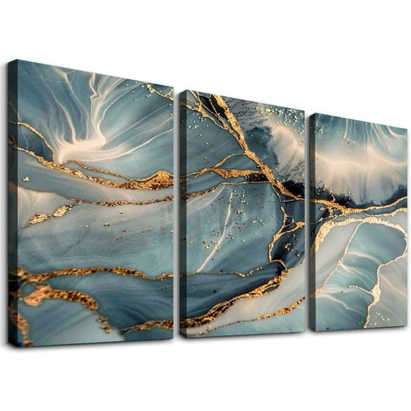 JRXY Abstract Framed Wall Art Bedroom Wall Decor Living Room Wall Art Morden Marble Grain Pictures Artwork 2.7cm Thick Frame,3 pcs 12x16x3pcs