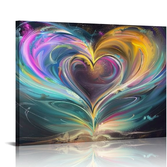 JRXY Abstract Love Wall Art Love Picture Canvas Print Wall Painting Modern Artwork Wall Décor for Bedroom Living Room Bathroom Office (B) 20x16in