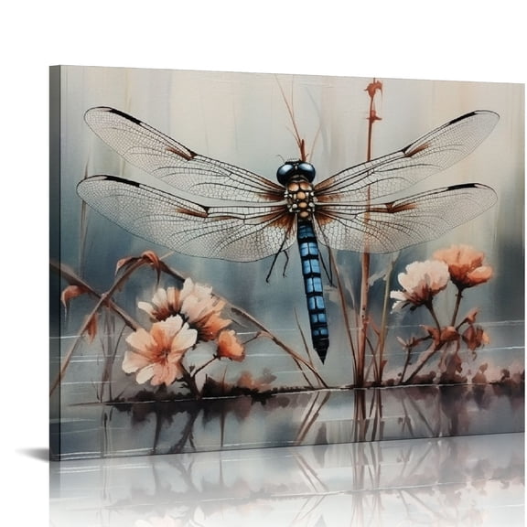 JRXY Abstract Painting Dragonfly Canvas Wall Art, Dragonfly Painting Art, Landscape Dragonfly Painting, Canvas Dragonfly Wall Art,Watercolor abstract Dragonfly canvas painting 20x16in