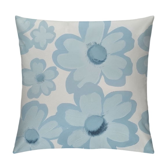 JRXY Aesthetic Light Blue Flowers Retro Daisy Throw Pillow,Multicolor White