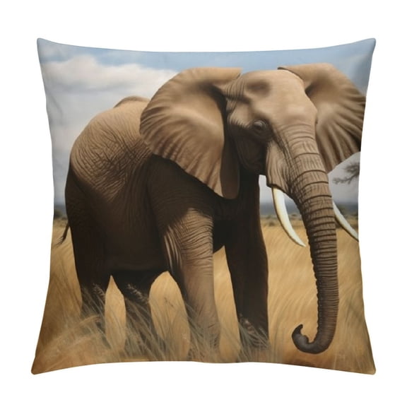 JRXY  African Elephant Printed Pillow Cover Decorative Throw Pillow Cover Square Cushion Cover White