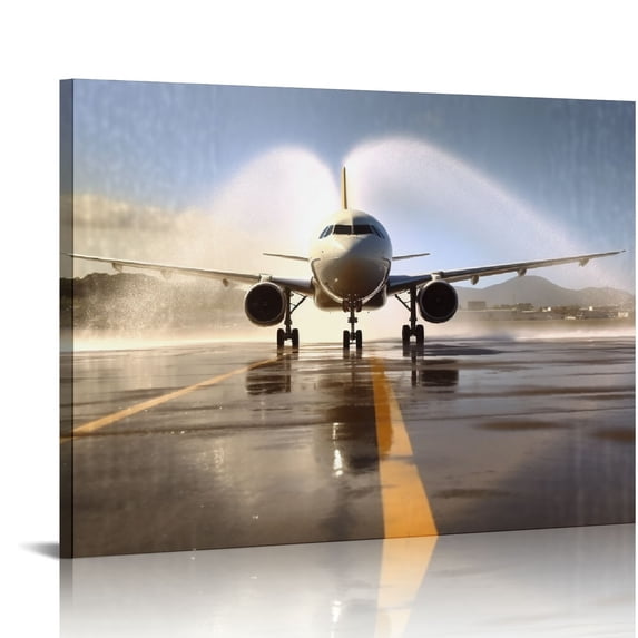 JRXY Airport Landscape Aircraft Cool Aesthetic Posters Room Aesthetics Canvas Prints Wall Art Eclectic Home Modern Artwork Living Room Bedroom Decor Gift 16x12in