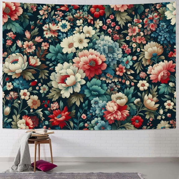 JRXY All Flowers Bloom Together Tapestry - High-Quality Short Plush, Soft and Lightweight Painting