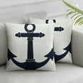 thumbnail image 1 of JRXY Anchor Square Pillow Cover Nautical Style Anchor Navy Blue Throw Pillow Cover for Living Room Bed Simple Style Geometric Home Decor Party Sofa Cushion Case 2 Pack White, 1 of 6