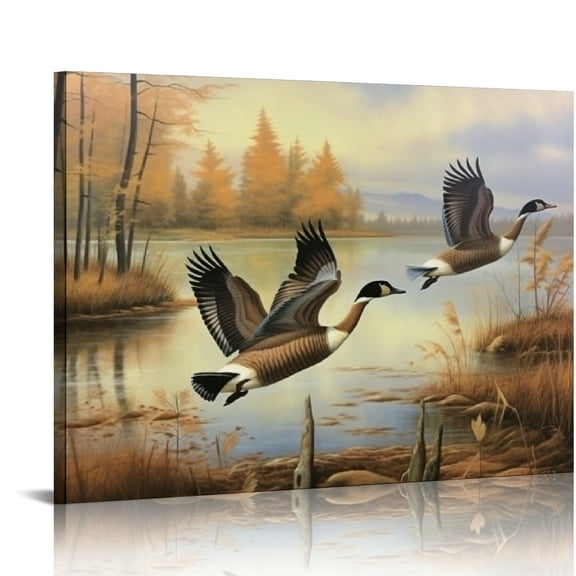 JRXY Animal Poster Autumn Flying Wild Geese Wall Decoration Canvas Painting Posters And Prints Wall Art Pictures for Living Room Bedroom Decor 16x12in