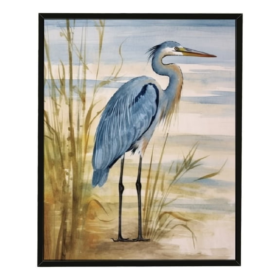JRXY  Animals Wall Art Abstract Paintings for Decor Rustic Yellow Blue Heron Bird Canvas Artwork Prints for Bedroom Living Room Office Walls 12x16in