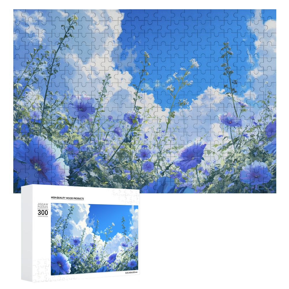JRXY Anime Painting of Flowers and Blue Sky Wooden Jigsaw Puzzle Gift ...
