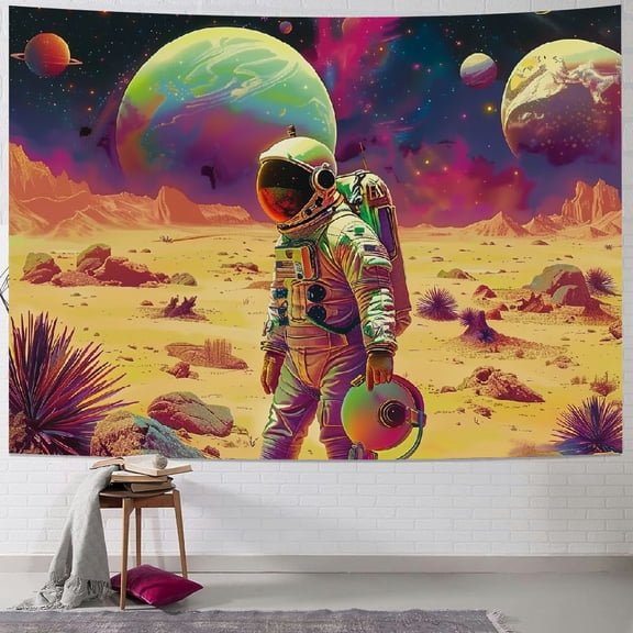 JRXY Astronaut Tapestry Space Planet Mountains Tapestry Desert Cactus Flower Tapestry Trippy Skull Aesthetic Tapestry Wall Hanging for Home Decor Painting