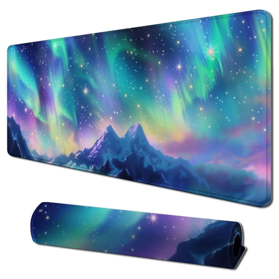 JRXY Aurora Borealis Picture Mouse Pad - Extended Size 31.5 x 11.8 Inch 31.5x11.8 in