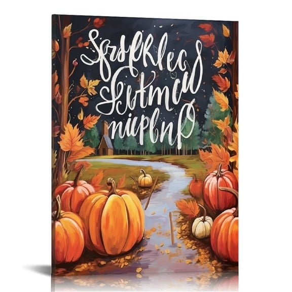 JRXY Autumn Decor Fall Wall Art Watercolor Pumpkin Quote Floral Leaves Themed Painting Harvest Festive Home Decoration Thanksgiving Gift Farmhouse Living Room Vintage Rustic Prints 16x20 in