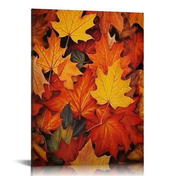 JRXY Autumn Fall Decor Canvas Wall Art Maple Leaf Thanksgiving Posters for Home Living Room Bedroom 12x16 in