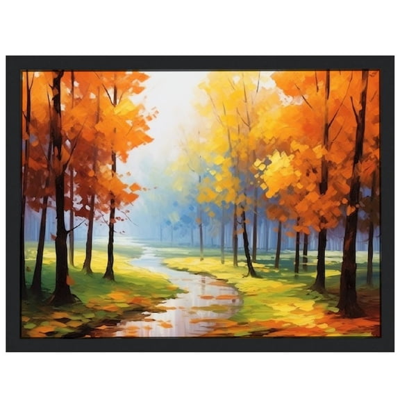 JRXY Autumn Maple Leaf Wall Art Maple Trees Forest Canvas Prints Colorful Fall Natural Landscape Picture Bedroom Office Decor Frame 16x12 Inches 16x12in