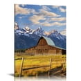 thumbnail image 1 of JRXY Autumn Season Canvas John Moulton Barn Pictures for Living Room 3 Panel Country Paintings Cabin Wyoming, USA Wall Art Modern Artwork Home Decorations Wooden Framed 16x20in 16x20 in, 1 of 4