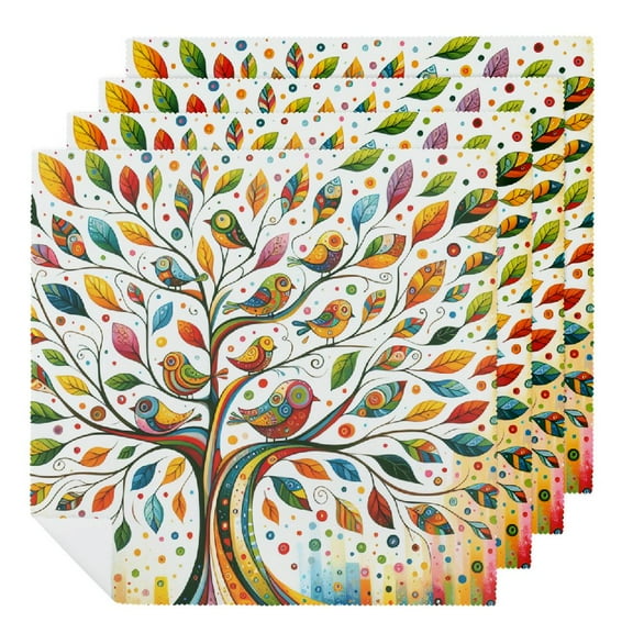 JRXY Autumn Tree Birds Cloth Napkins Set of 6 Dinner Napkin for Dining Table Kitchen Home Decor - Reusable Fabric for Events 2 PCS