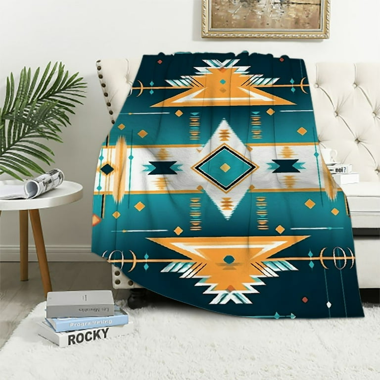 JRXY Aztec Throw Blanket Flannel Bohemian Warm Blanket Tribal