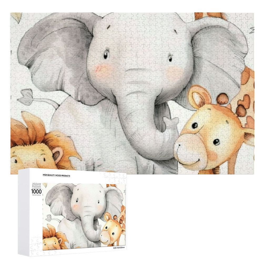 JRXY Baby Elephant Giraffe Lion Wooden Puzzle for Adults and Kids 1000 ...