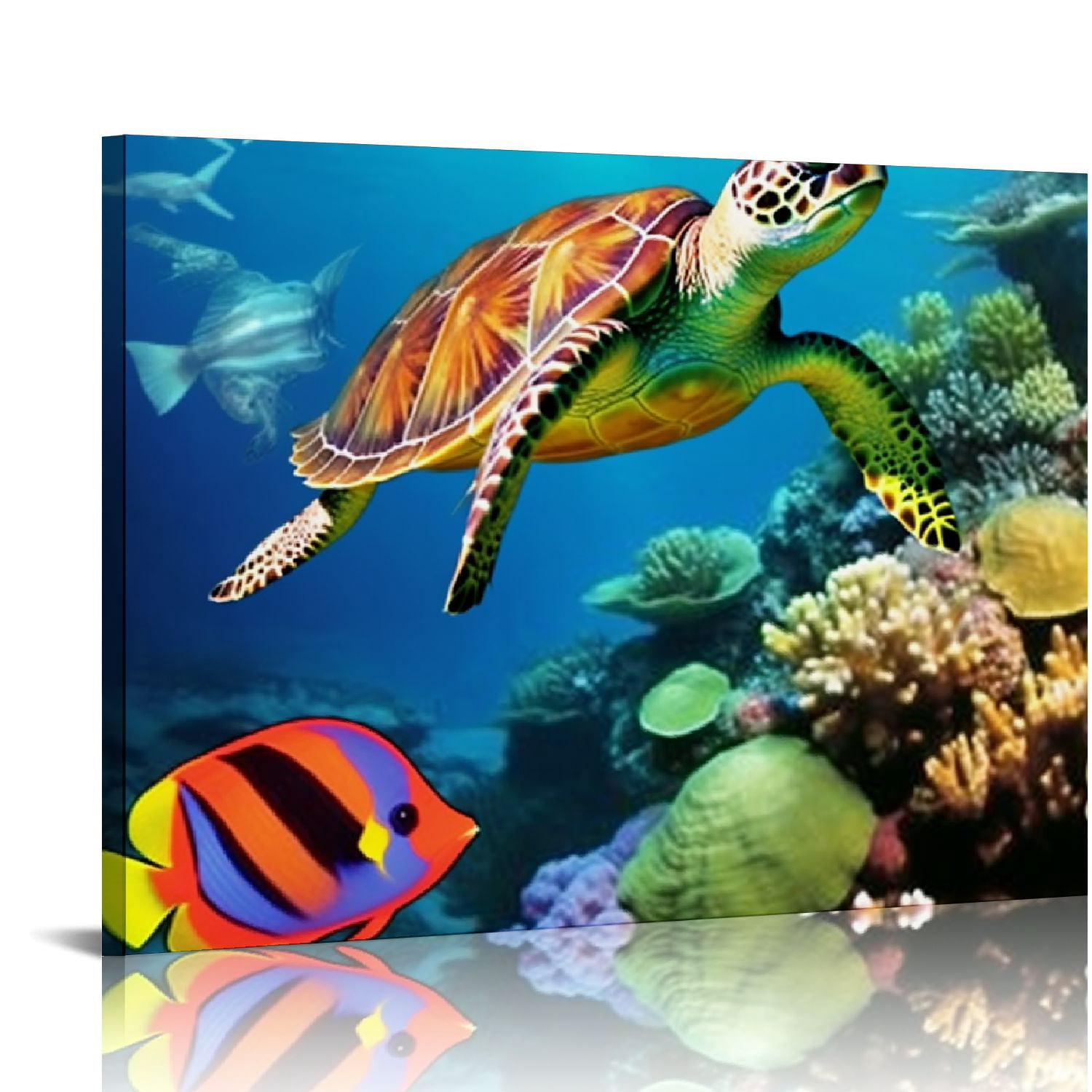 JRXY Bathroom Canvas Wall Art Sea Turtle Wall Decor for Living Room ...