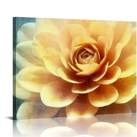 JRXY Bathroom Wall Art Vintage Yellow Flowers Pictures Canvas Artwork Framed Wall Decor for Bedroom Kitchen Office Modern Home Plant Prints Paintings Decorations Ready to Hang 16x12in