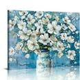 thumbnail image 1 of JRXY  Bathroom Wall Decor - Blue Flower Picture Artwork for Walls -  Blue and White Floral Wall Art for Office Bedroom Canvas Wall Art pattern1, 1 of 6